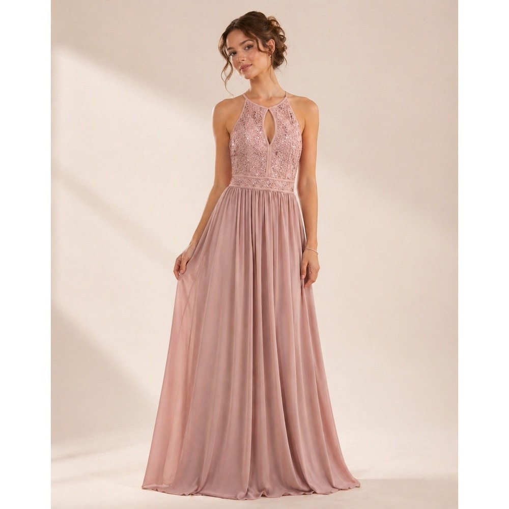 Y2k Morgan & Co Dress Womens 9/10 Dusty Rose Sequined Balletcore Coquette
